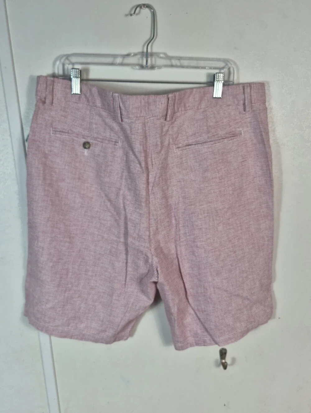 Old Navy Men's Slim Ultimate Micro-stripe Linen Blend Shorts Red Size 38 NWT